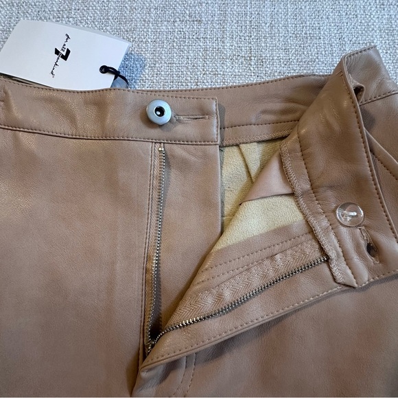 New 7 FOR ALL MANKIND Faux Leather Cargo Pants Vegan Tan Drawstring Ankle Wmn S - Picture 4 of 16